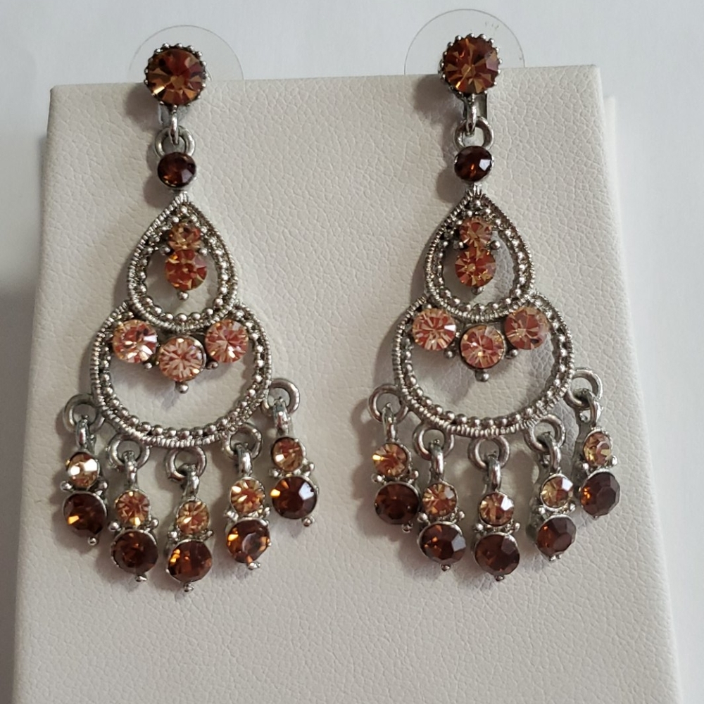 **free with any purchase** Brown and tan rhinestone earrings